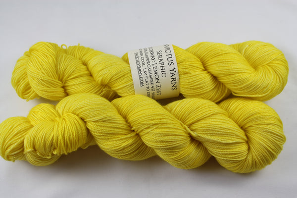 Lemon Zest Seraphic  MCS fingering weight merino cashmere silk sock yarn
