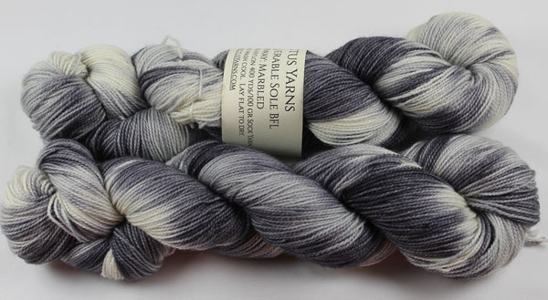 Marbled Unconquerable Sole BFL SW BFL/nylon fingering weight sock yarn