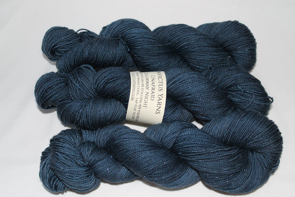 Night Unafraid Superwash Merino/Nylon/Stellina fingering weight shimmer sock yarn