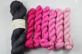 Magentas/Charred Kismet Shawl Kit fingering weight yarn