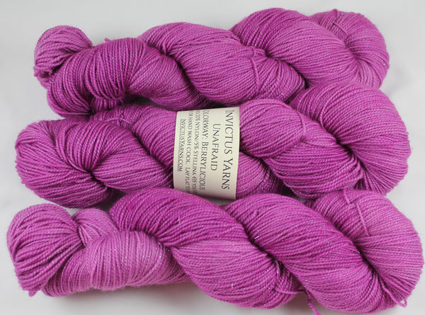 Berrylicious Unafraid Superwash Merino/Nylon/Stellina fingering weight shimmer sock yarn