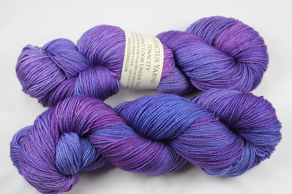 Don't Look Under the Lilacs Tenacity 80/20 merino/silk fingering weight yarn shawl length skein extra length