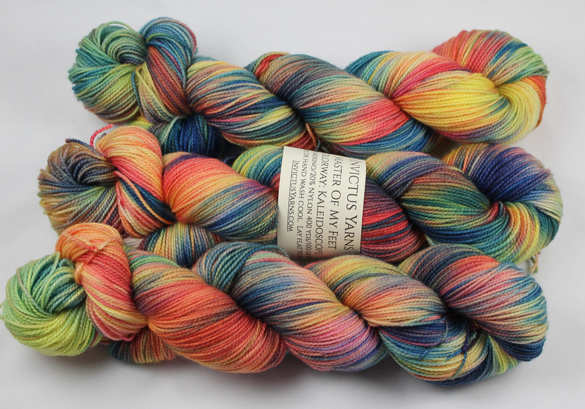 Kaleidoscope Master of My Feet merino/nylon fingering weight sock yarn ...