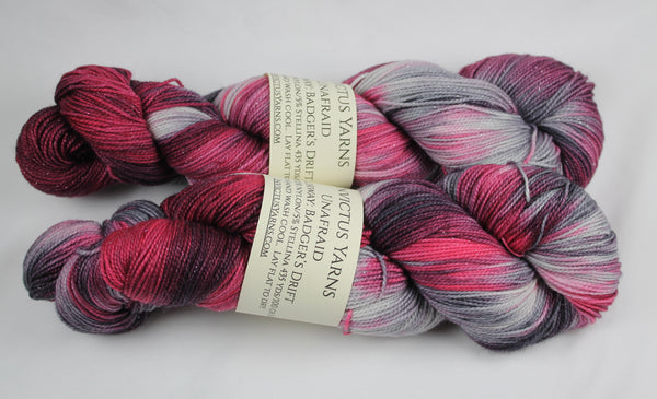 Badger's Drift Unafraid Superwash Merino/Nylon/Stellina fingering weight shimmer sock yarn