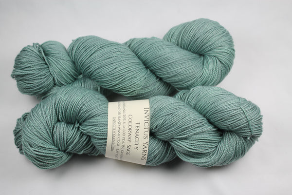 Sage Tenacity 80/20 merino/silk fingering weight yarn shawl length skein extra length