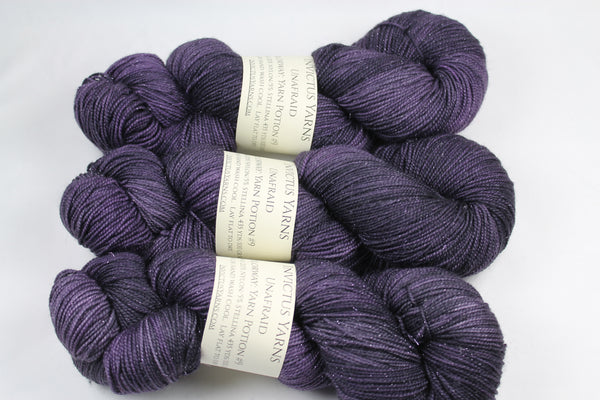 Yarn Potion #9 Unafraid Superwash Merino/Nylon/Stellina fingering weight shimmer sock yarn