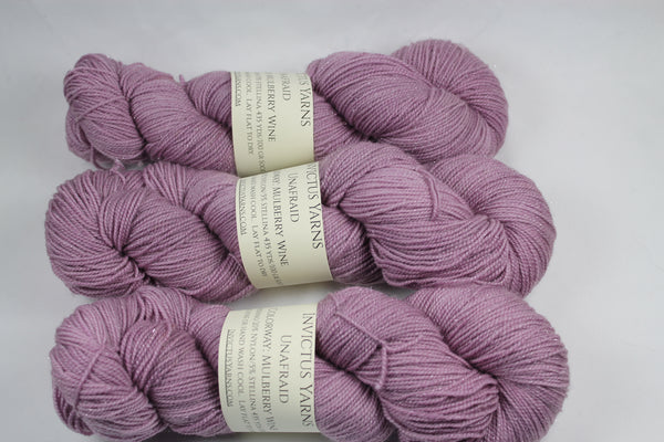 Mulberry Wine Unafraid Superwash Merino/Nylon/Stellina fingering weight shimmer sock yarn