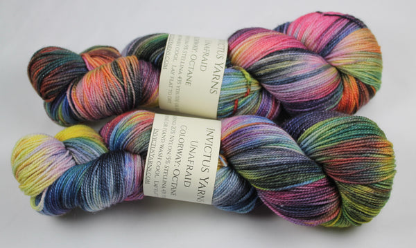 Octane Unafraid Superwash Merino/Nylon/Stellina fingering weight shimmer sock yarn