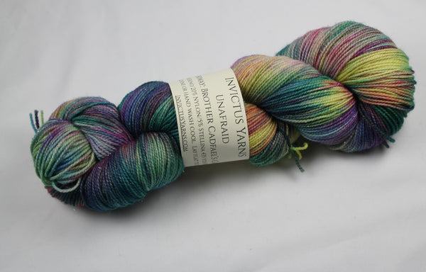 Brother Cadfael's Garden Unafraid Superwash Merino/Nylon/Stellina fingering weight shimmer sock yarn