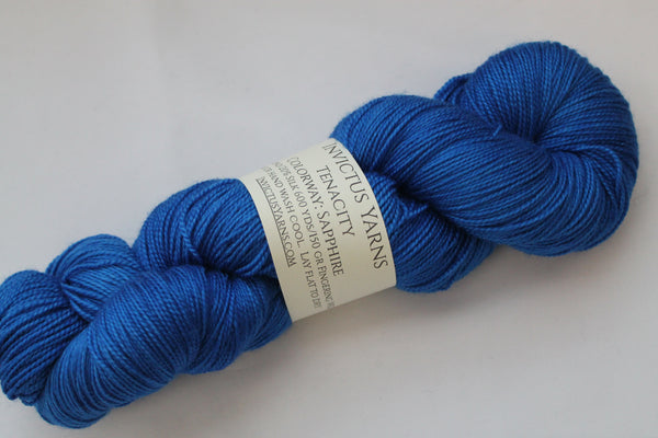 Sapphire Tenacity 80/20 merino/silk fingering weight yarn shawl length skein extra length