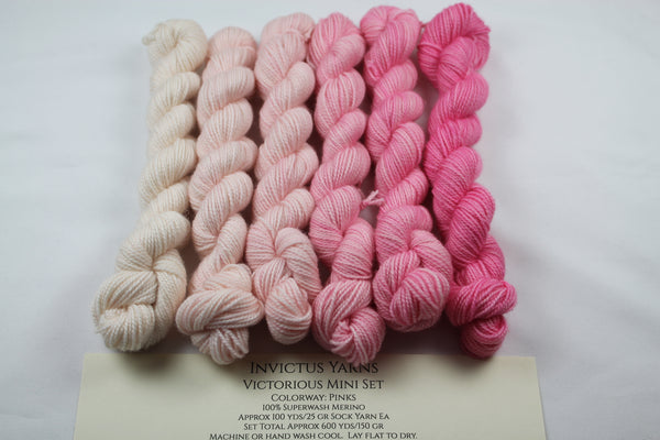 Pinks Victorious Mini Kit fingering weight yarn