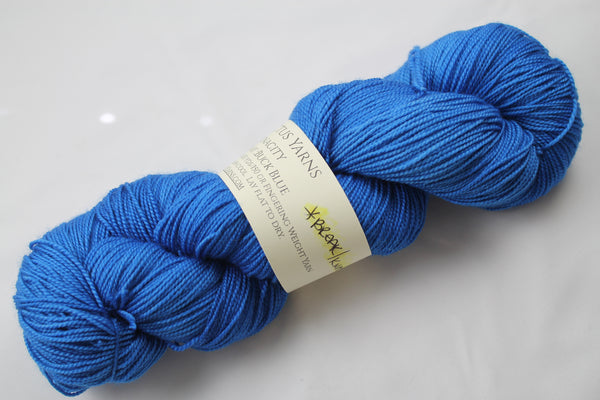 SALE Buck Blue Tenacity 80/20 merino/silk fingering weight yarn extra length skein
