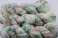 Holi Confetti Unafraid Superwash Merino/Nylon/Stellina fingering weight shimmer sock yarn