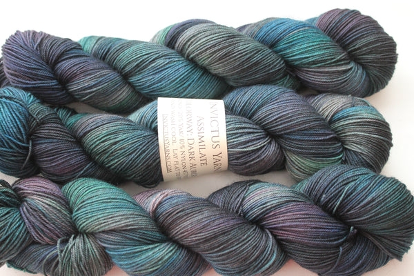 Dark Aurora Assimilate Merino/Yak/Nylon fingering weight yarn