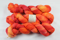 Flame Unafraid Superwash Merino/Nylon/Stellina fingering weight shimmer sock yarn