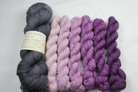 Purples/Charred Beyond MCN Gray Area Shawl Kit fingering weight yarn