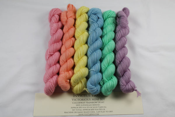 Rainbow Light Victorious Mini Kit fingering weight yarn